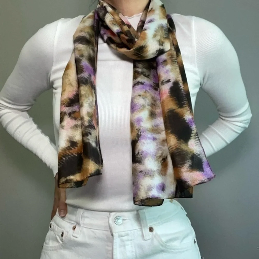 Satin Animal Printed Neck Scarf